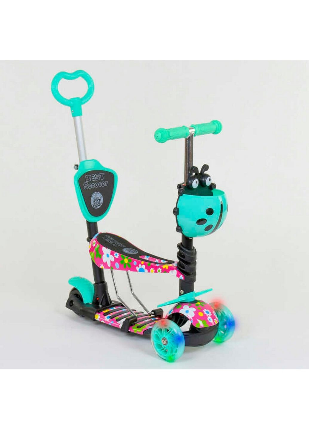 Самокат 5в1, PU колеса, що світяться 59х15х29 см Best Scooter (289368431)