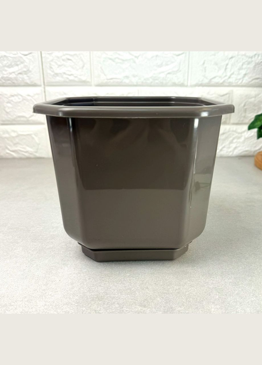 Великий пластиковий підлоговий горщик 23 л Какао, Дама Алеана (370388829)