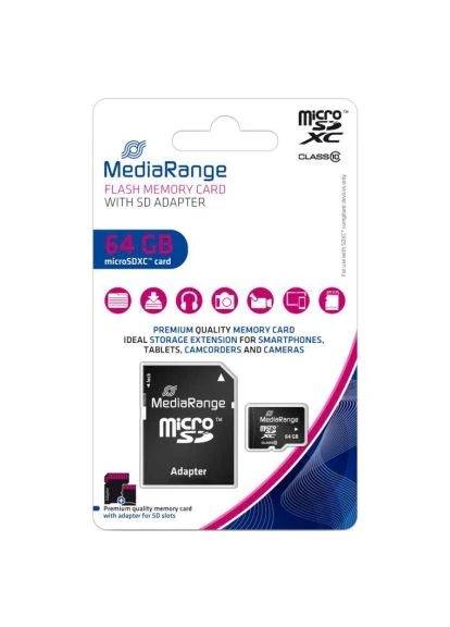 Карта пам'яті (MR955) Mediarange 64GB microSD class 10 (381945718)