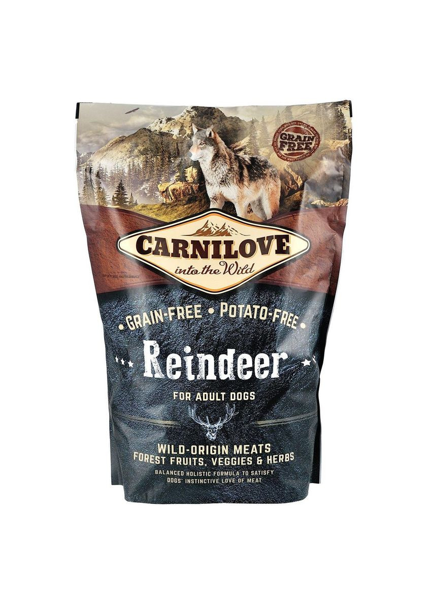 Сухий корм Raindeer для дорослих собак всіх порід, оленина та кабан, 1,5 кг Carnilove (363196493)