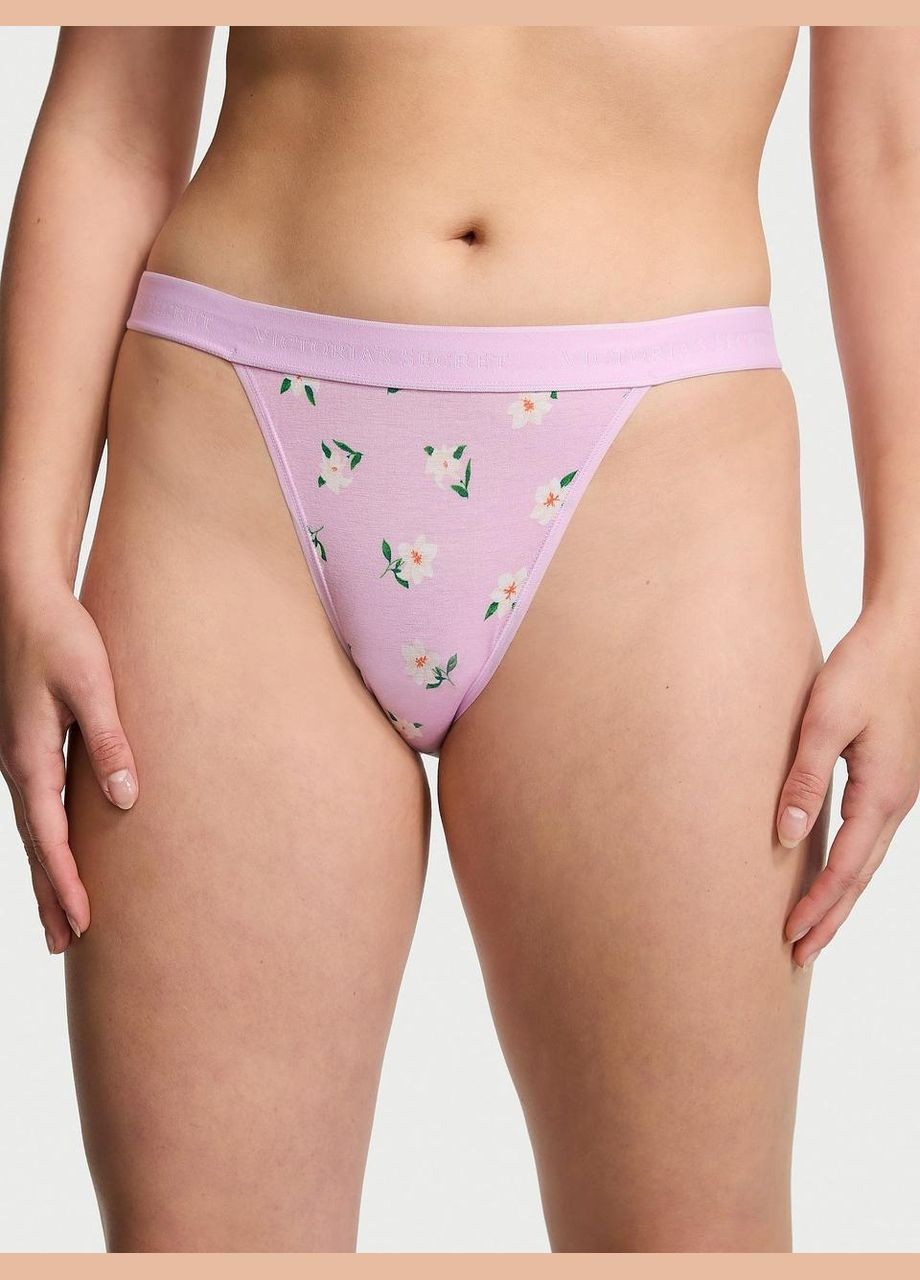 Жіночі трусики Logo Cotton Tanga фіолетові Victoria's Secret (304971235)