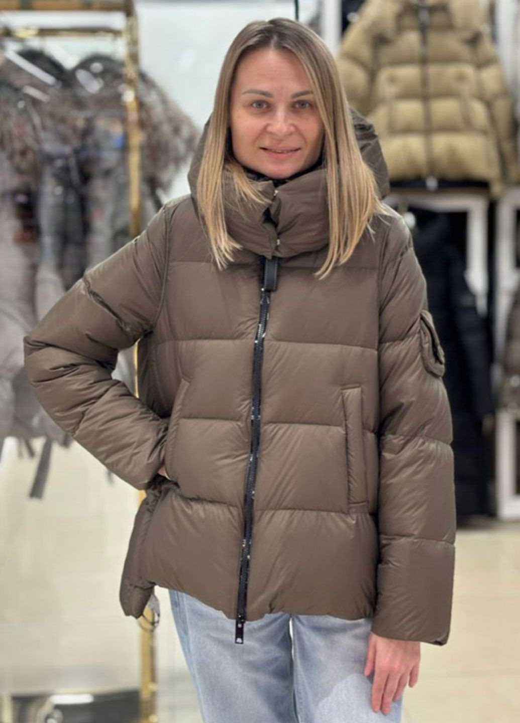 Оливковый (хаки) зимний Пуховик CHANEVIA