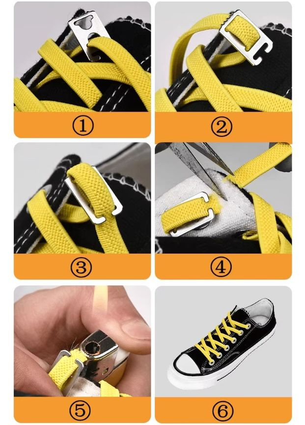 Еластичні плоскі шнурки 6мм із застібками PRC (313438378)