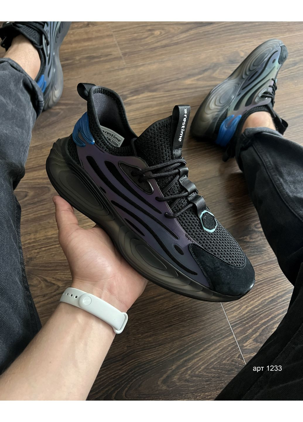 Черные летние мужские кроссовки black Restime Reflektive