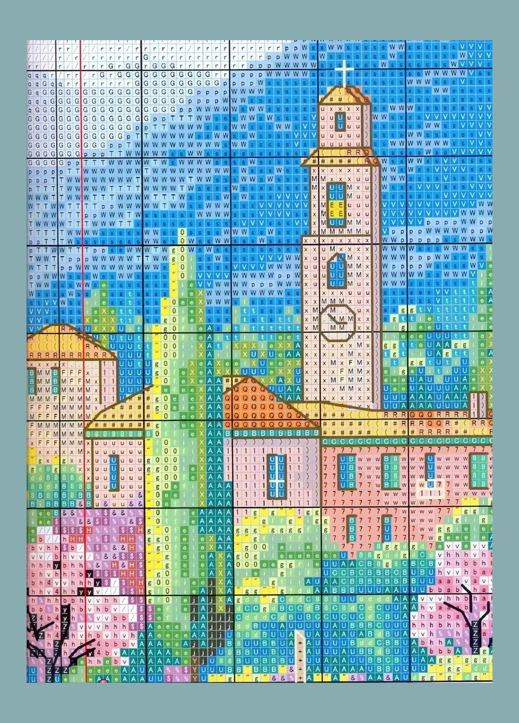 Набор для вышивания по нанесённой на канву схеме "Lake and mountains". AIDA 14CT printed 42*52 см Joy Sunday (313614547)