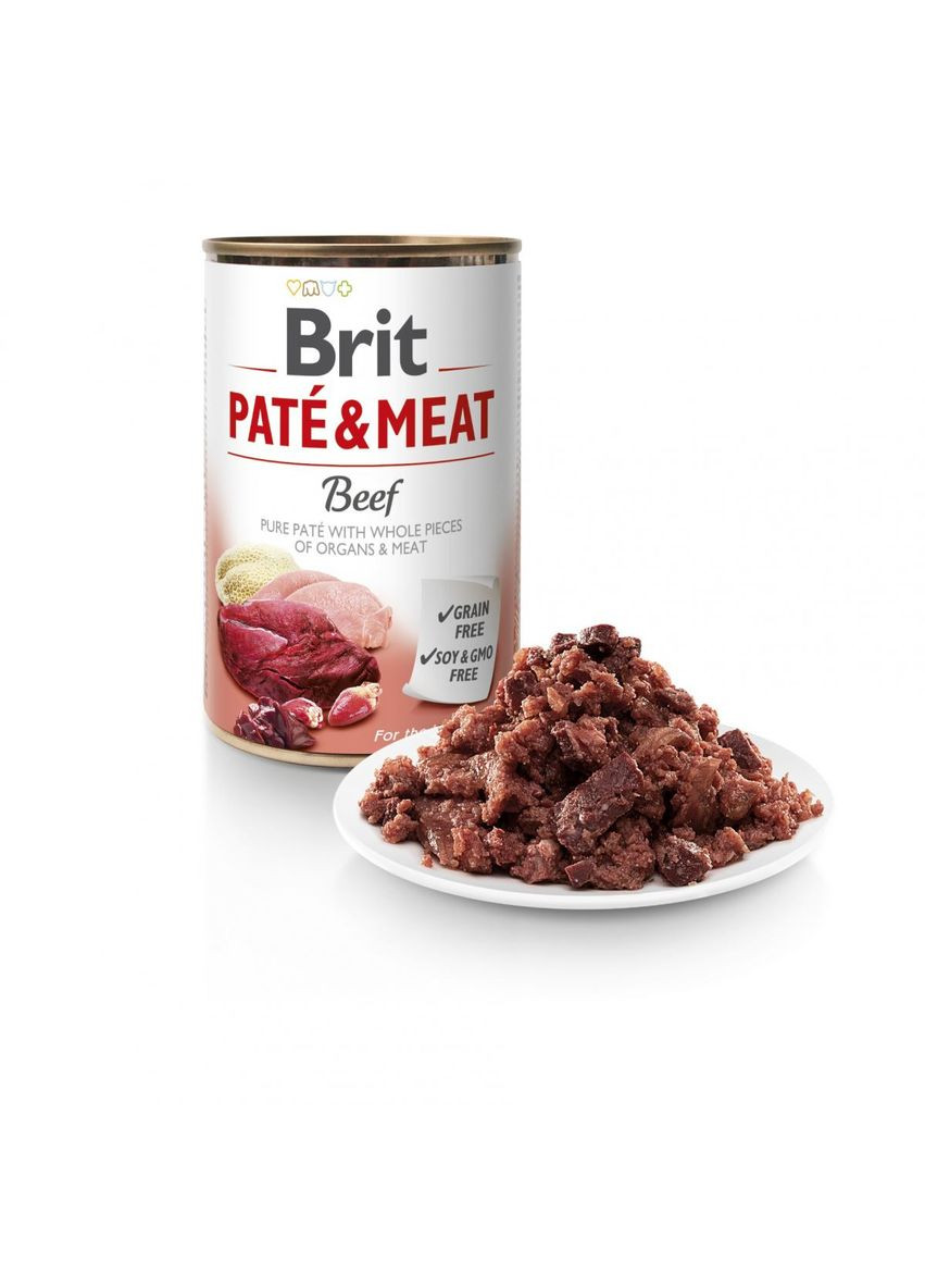 Вологий корм для собак Pate & Meat Beef 400г, з яловичиною та індичкою Brit (292258880)