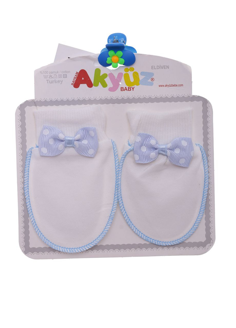 Царапки для мальчика хлопковые с бантиком голубые 56 см (42094) BABYKROHA (297198978)