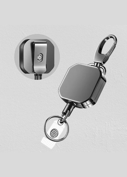 Сверхмощный металлический выдвижной карабин брелок для ключей карты-ключ бейджа No Brand (281548001)