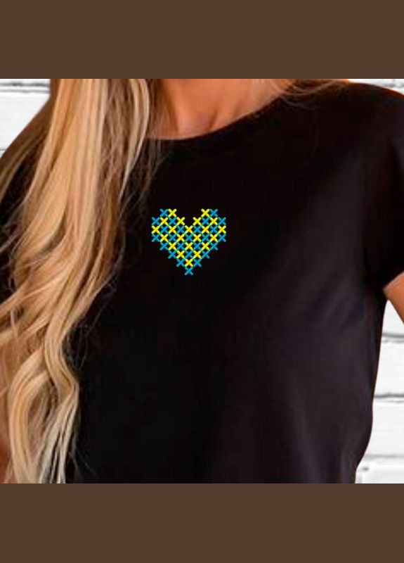 Футболка с вышивкой сердце женская (647650-15-3) No Brand - (330818244)