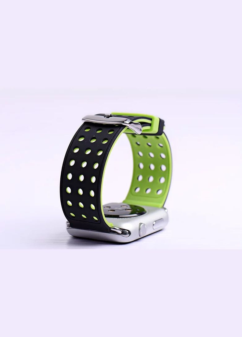 Двухсторонний ремешок с перфорацией для Apple Watch 38mm / 40mm / 41mm Black&Green Primo (262296455)