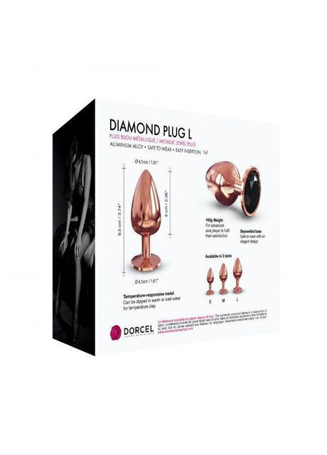 Золота металева анальна пробка із прикрасою у вигляді кристалу Diamond Plug, L Dorcel (371390608)