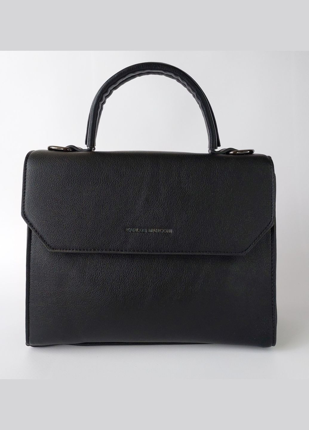 Сумка жіноча клатч з короткою ручкою та довгим ремінцем каркасна мала чорна Karlos Marconi (339079330)
