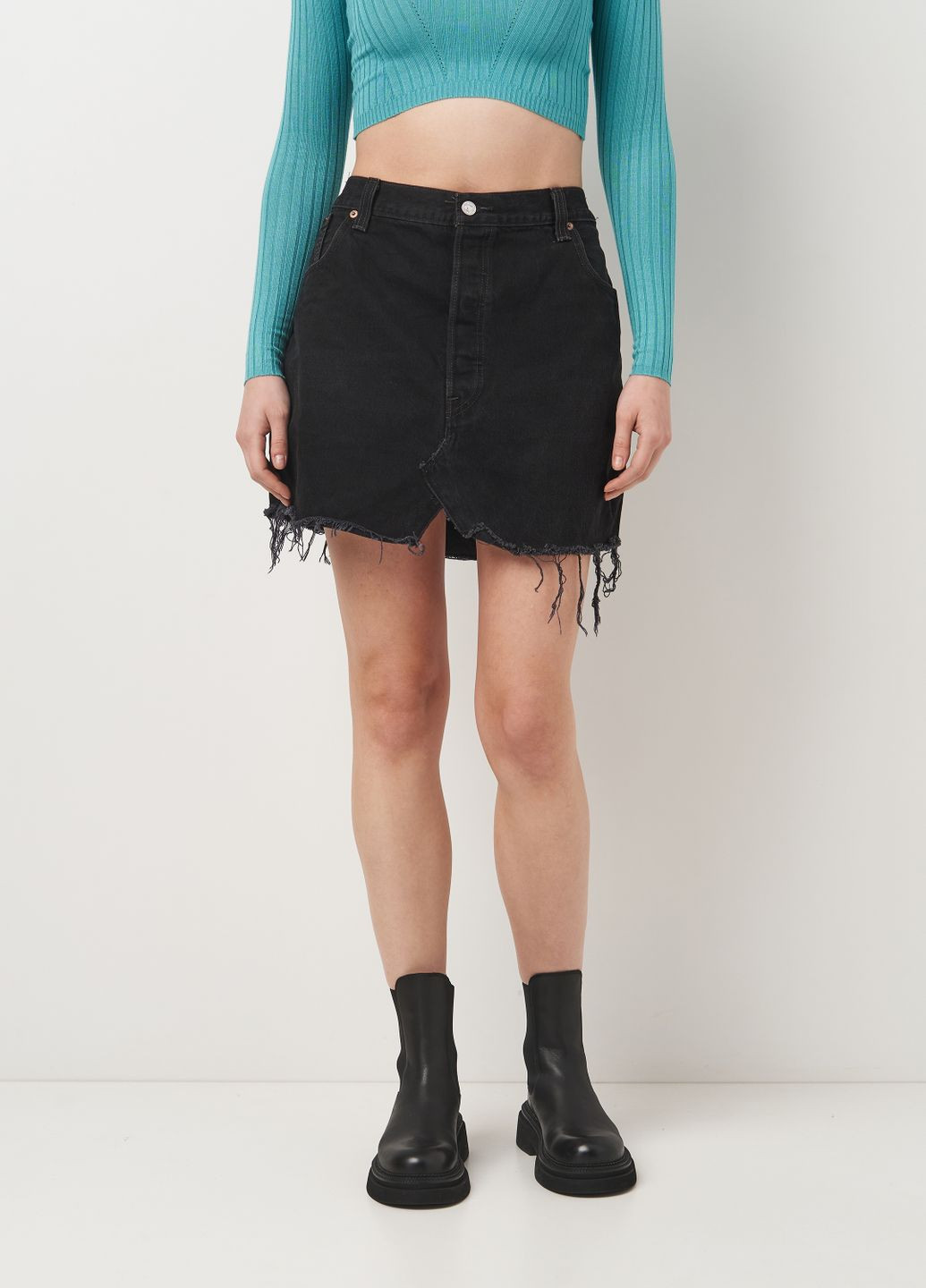 Черная кэжуал однотонная винтажная юбка из денима levis x Nasty Gal