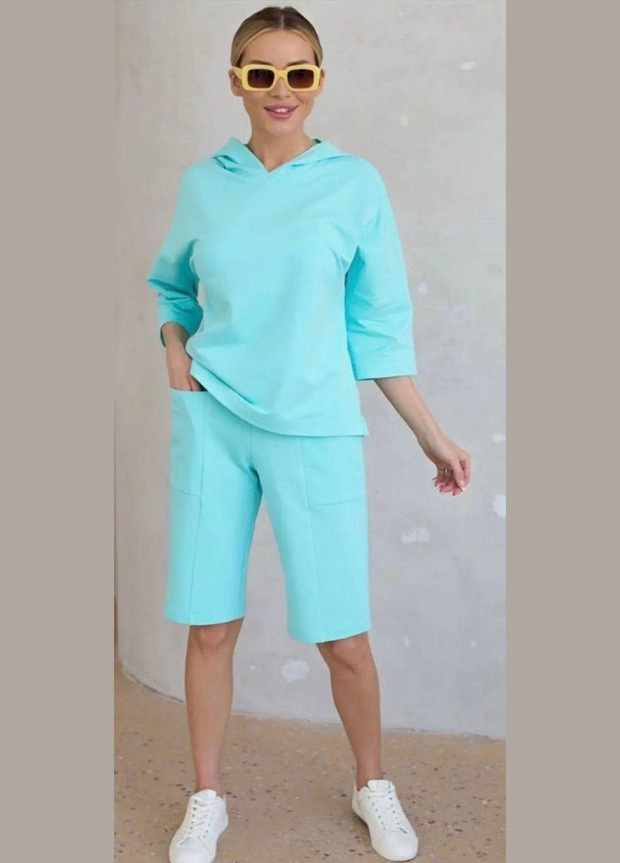 Женский костюм двойка с шортами цвет мятный р.42/44 453622 New Trend (286329932)