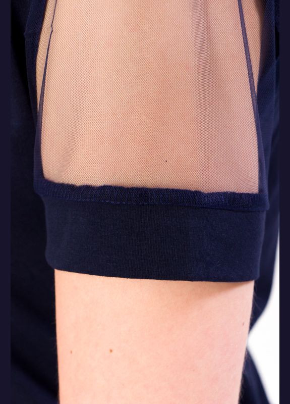 Синя повсякденний сукня жіноча з фатиновими вставками (p-3903) Носи своє з малюнком