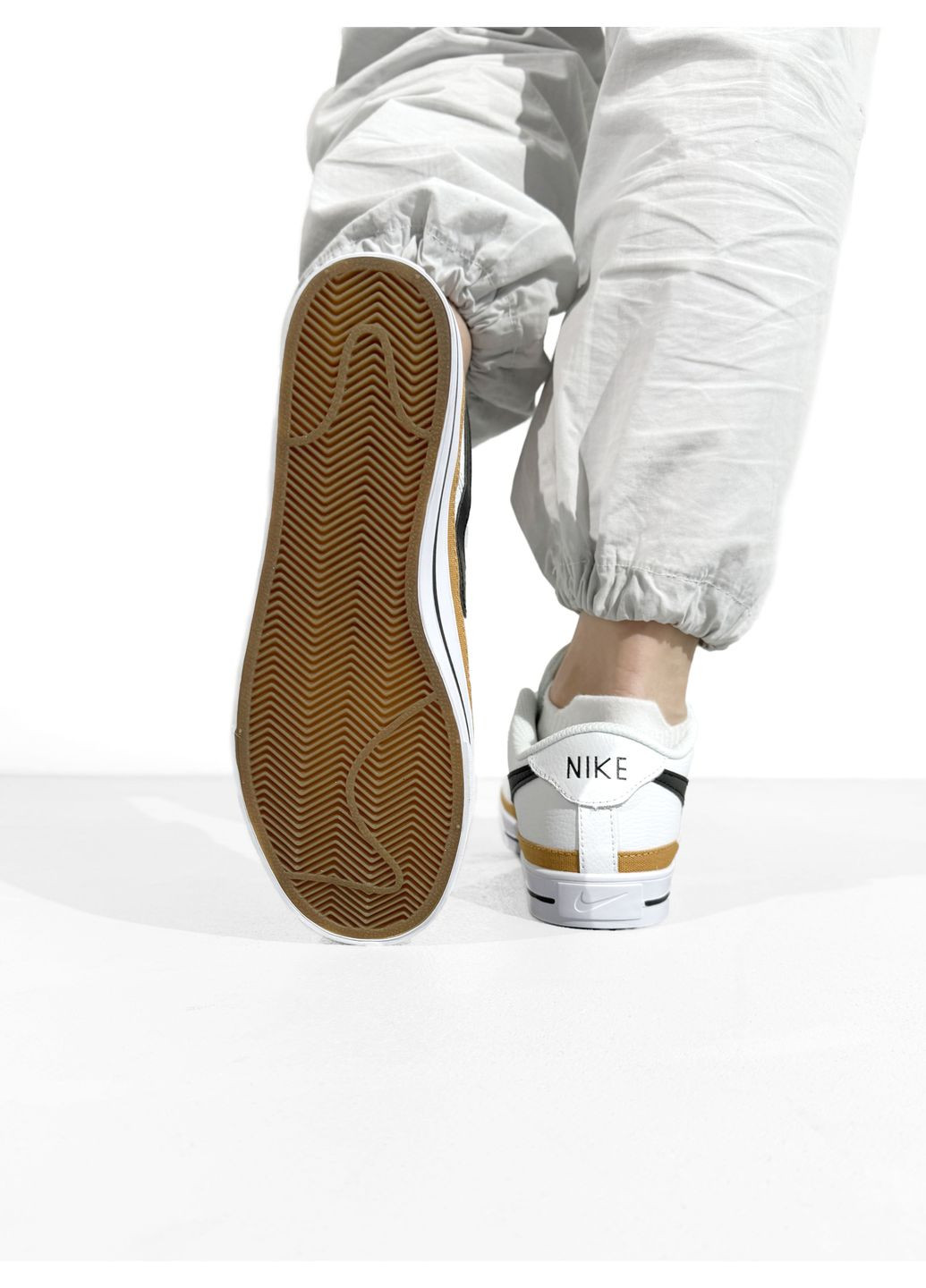 КРОССОВКИ ЖЕНСКИЕ NIKE COURT LEGACY WHITE / BLACK НАЙК КОУРТ ЛЕГАСИ No Brand чёрные демисезоны (367167549)