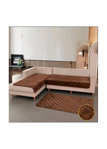 Покривало Велюрове Дивандек Захисний Чохол Накидка на Диван або Крісло 3 шт в комплекті колір Сірий Vital-Textile (367186749)