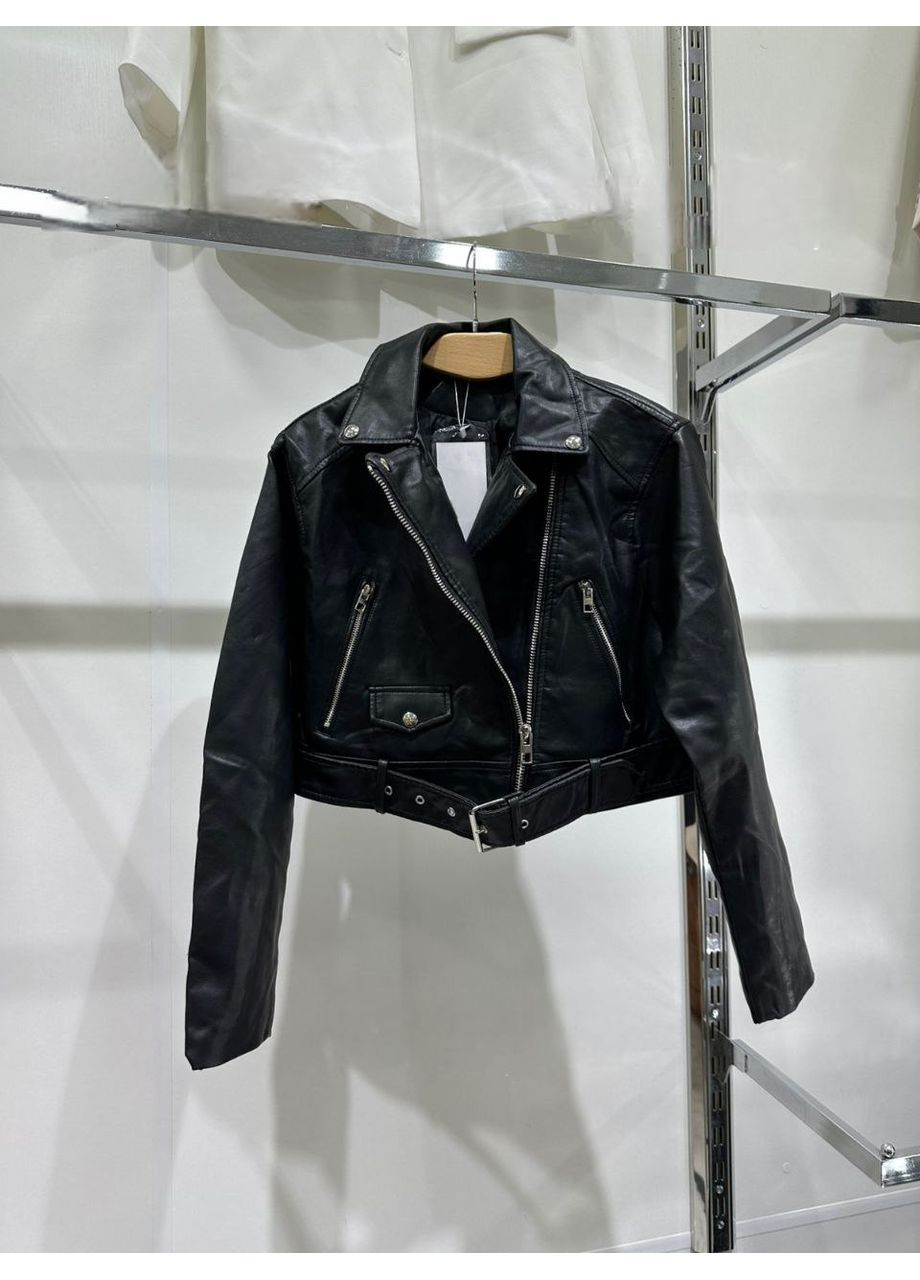 Чорна демісезонна куртка косуха в стилі zara укорочена Україна