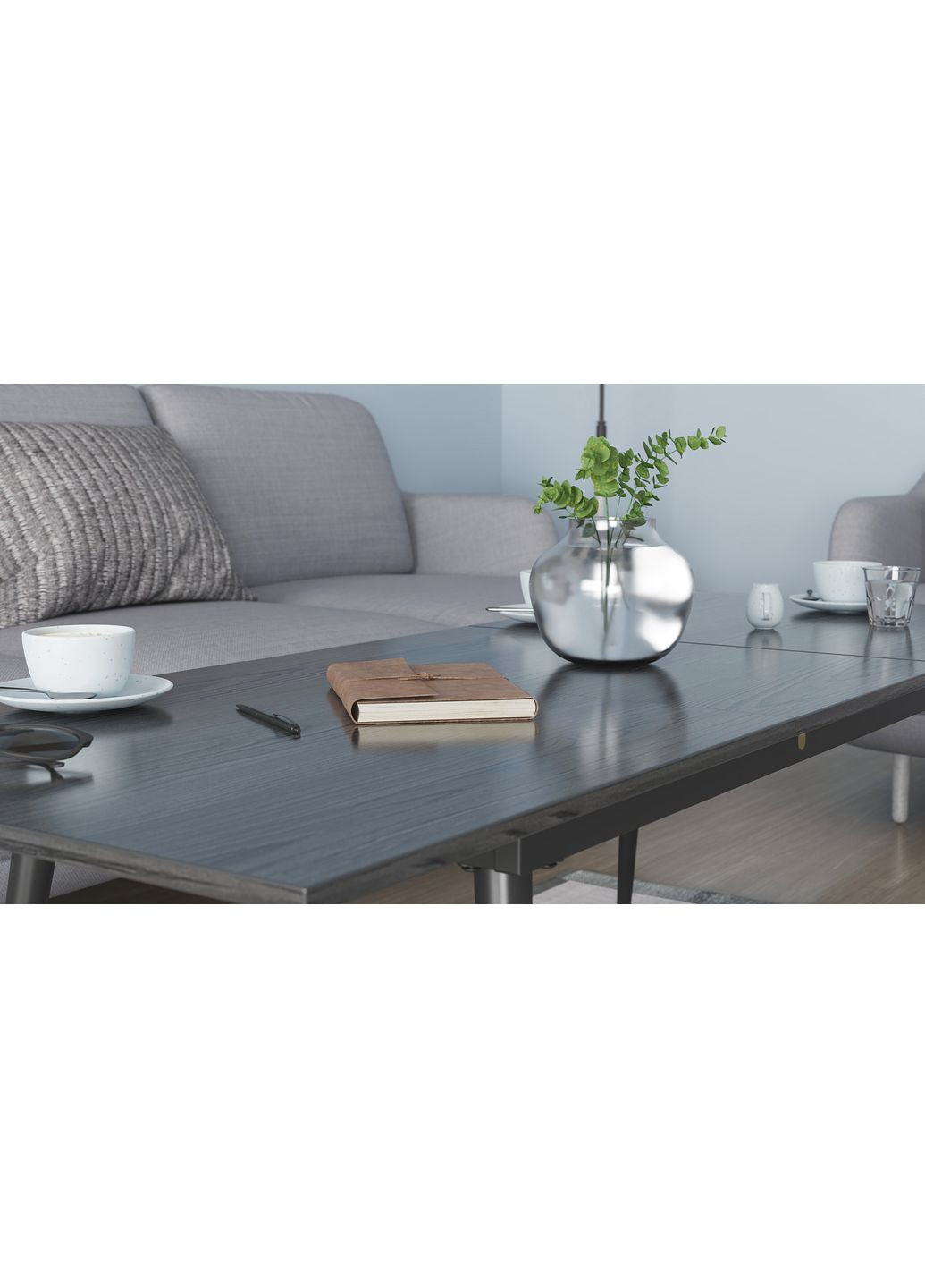 Стіл журнальний трансформер Dandi Small 45x120(160)x60 Чорний метал ДСП 16 мм (FRD-106786) Ferrum-decor (353499551)