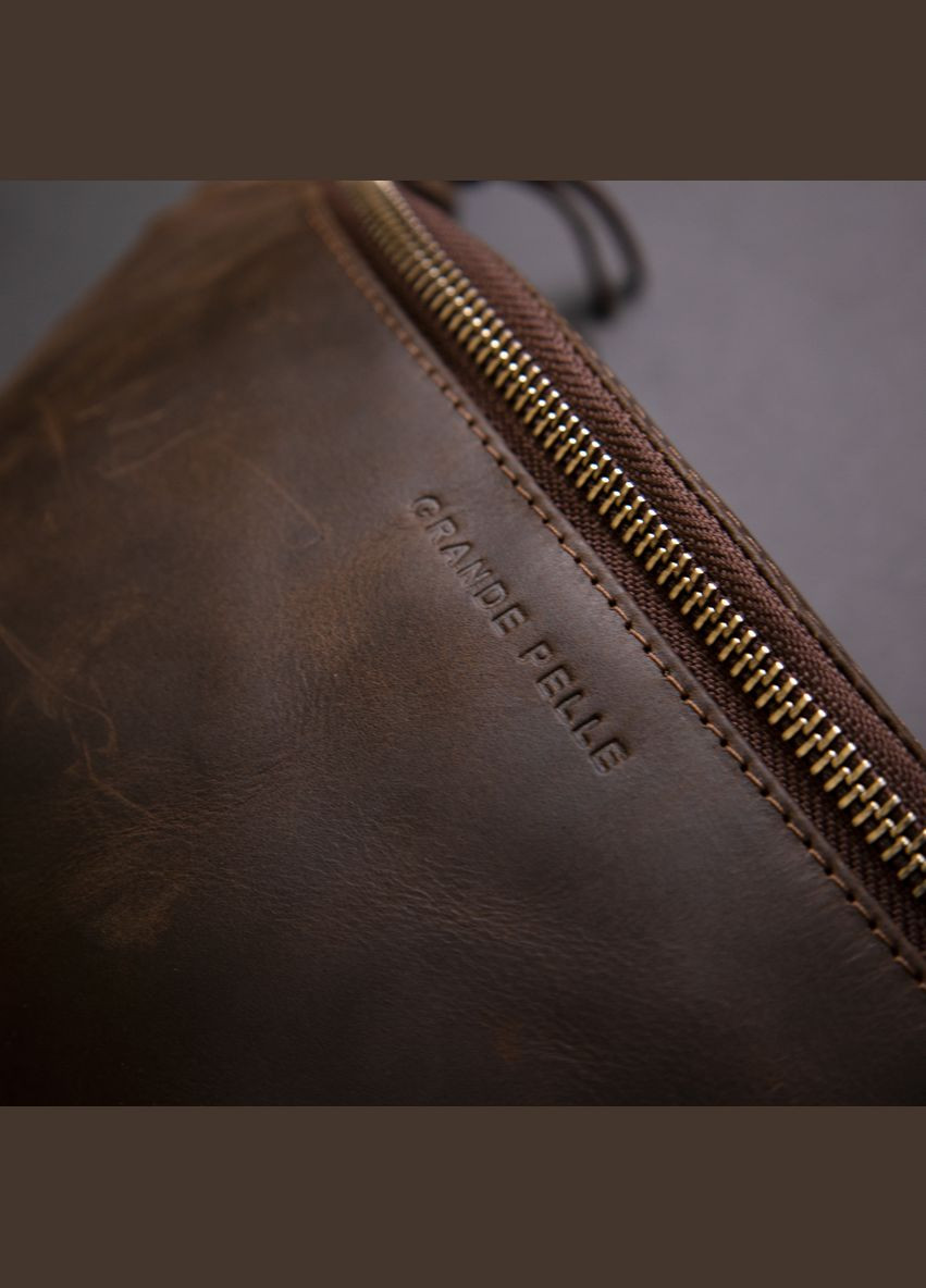 Бананка з натуральної шкіри з регульованим ремінцем та кишенями коричнева (sku_11154) No Brand (328922713)