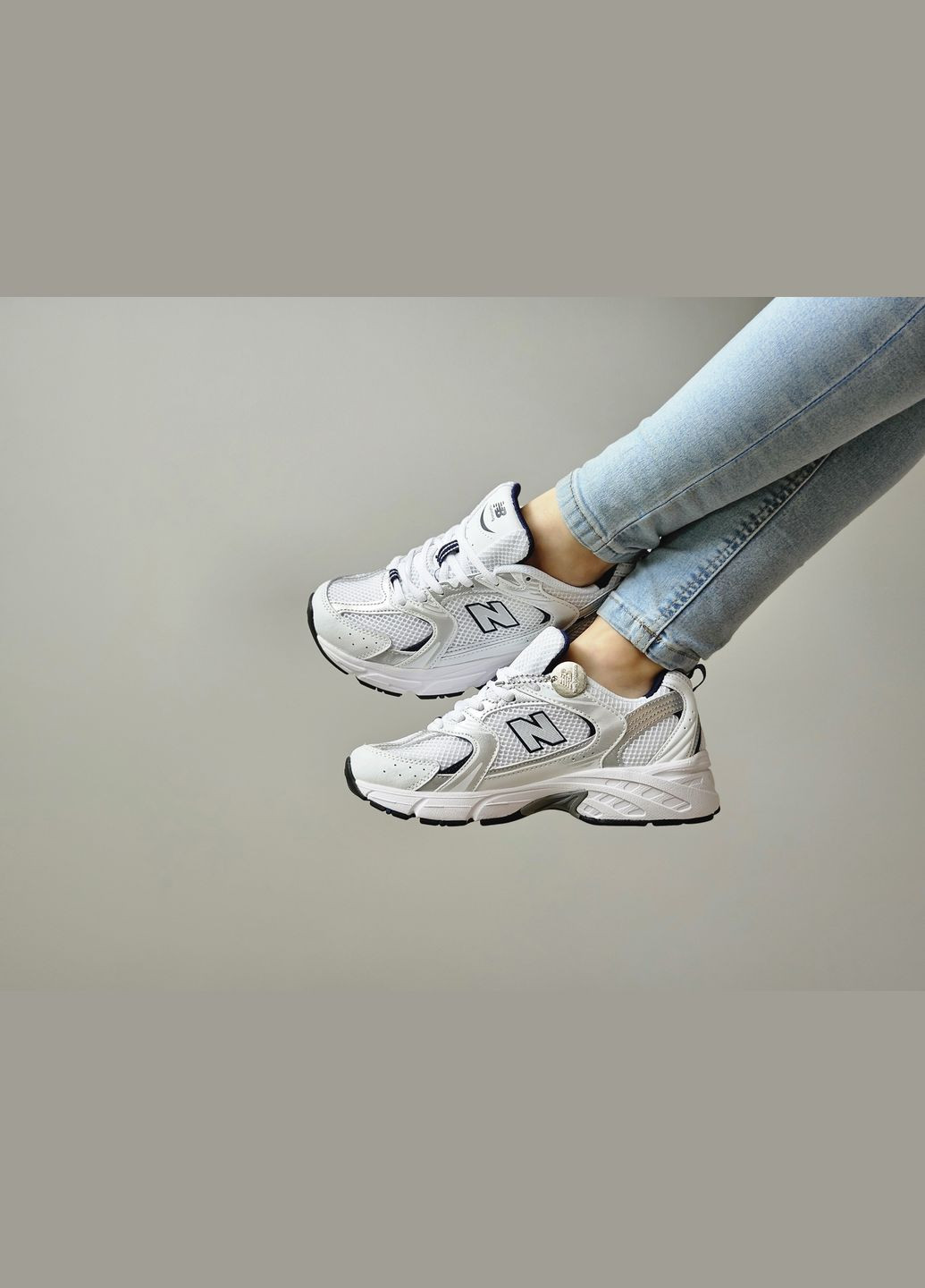 Кроссовки женские и мужские New Balance 530 white silver \ Нью Беланс 530 белые серебряные No Brand белые демисезоны (302241510)