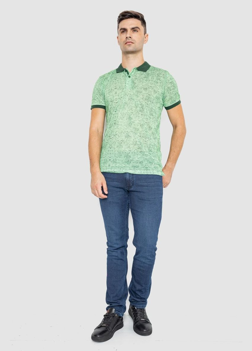 Зеленая футболка-поло мужское с принтом, 247r316 для мужчин Ager