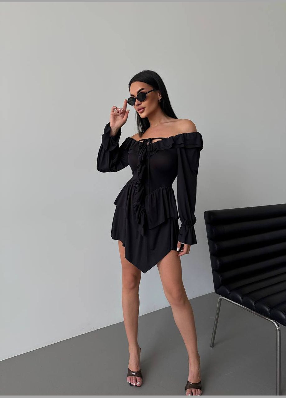 Черное кэжуал платье N.Family однотонное