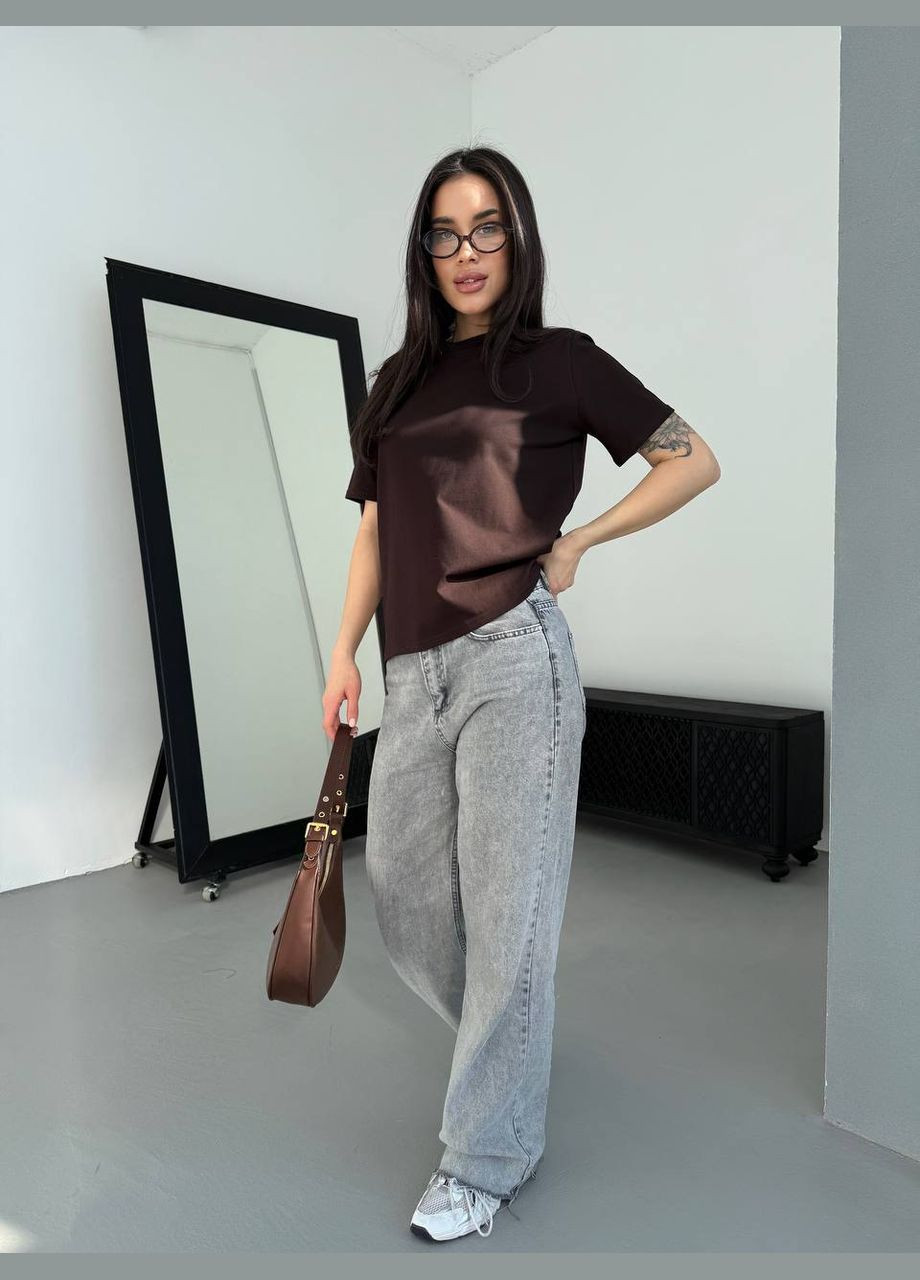 Женская коричневая футболка No Brand - (333338628)