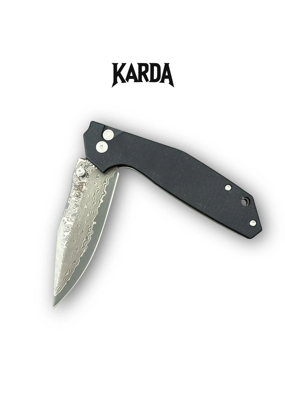 Ніж Складаний Karda J284 Black Damascus No Brand (376892282)
