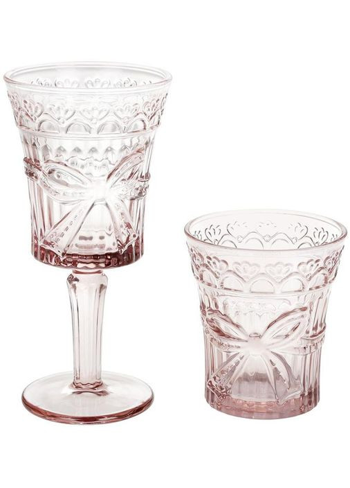 Набір келихів для вина 6 штук рожеве скло Gothic Colored для подачі вина та винних напоїв кольорові келихи Bona (368990556)