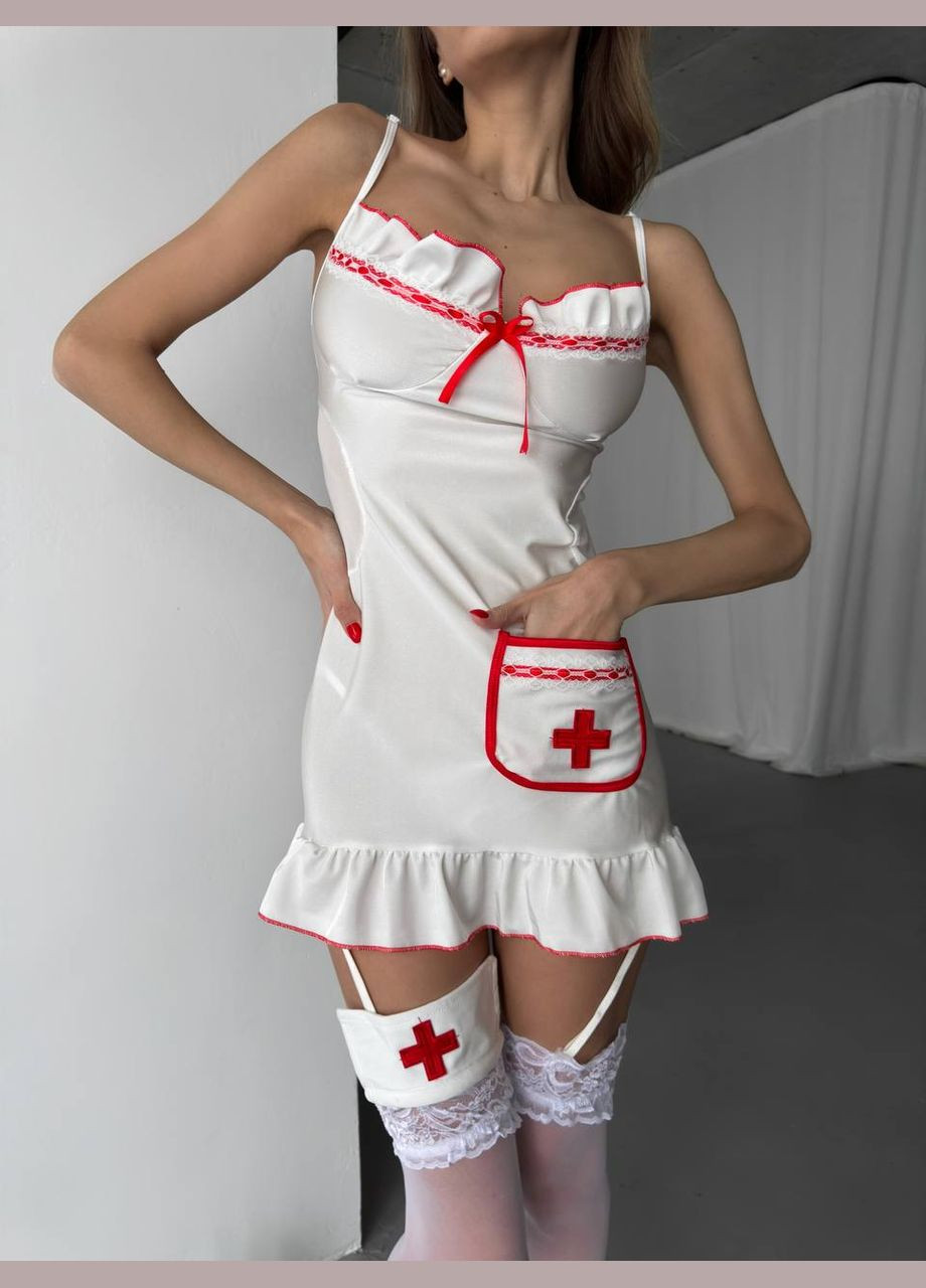Белый демисезонный эротический комплект для ролевых игор медсестра No Brand