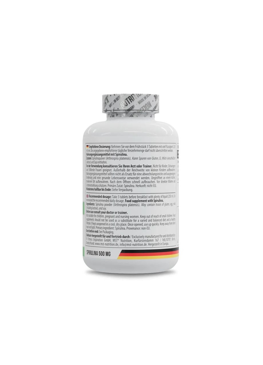 Спирулина Spirulina 500 мг 180 таблеток MST (361114142)