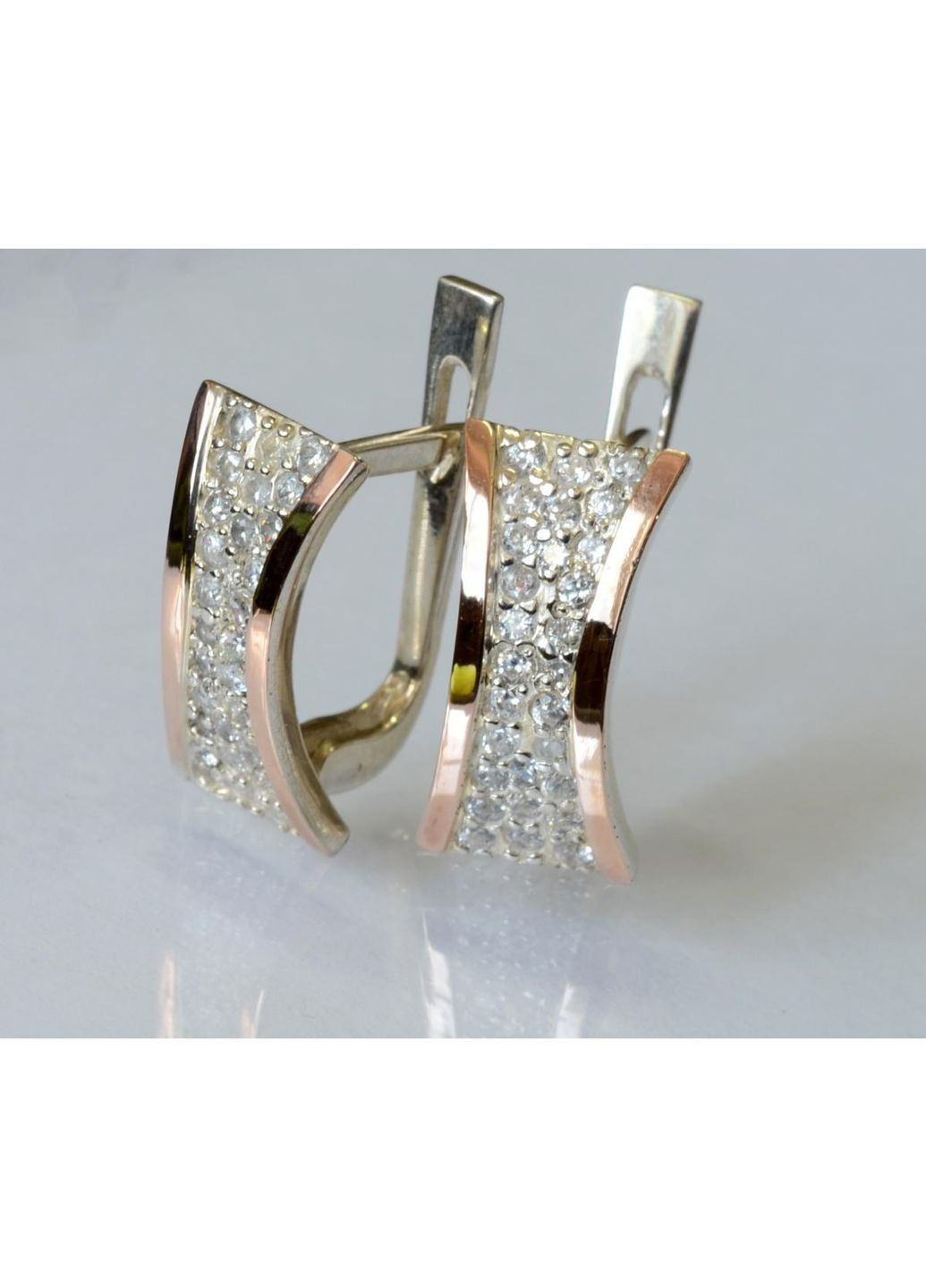 Срібні сережки з золотими пластинами Silver Style (367112435)