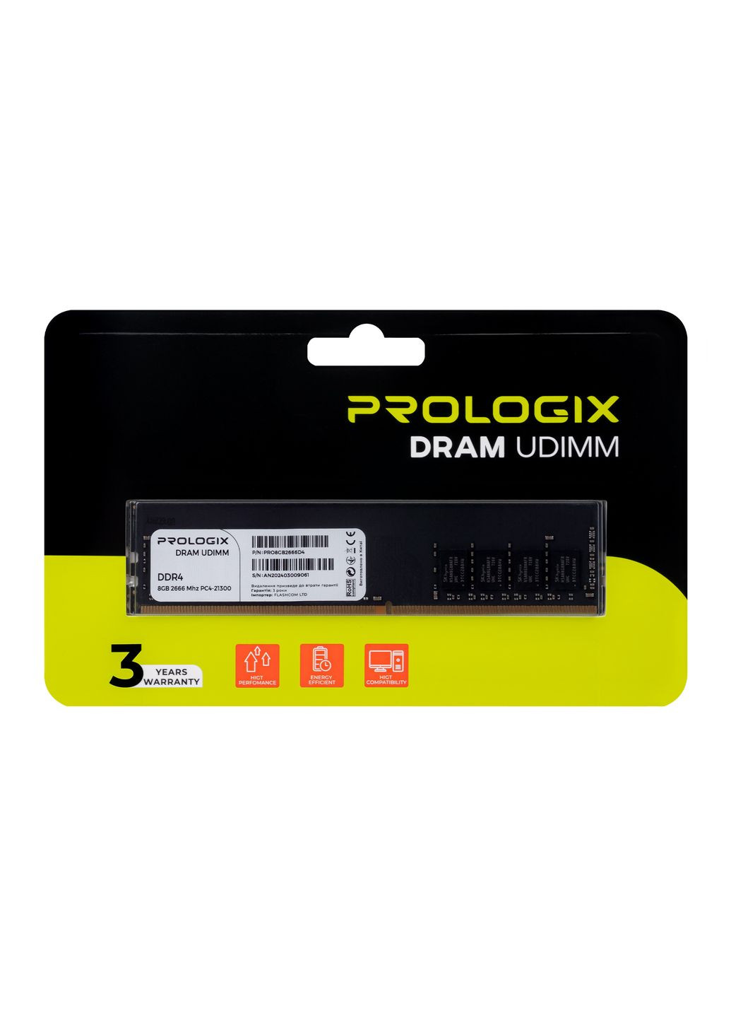 Модуль памяти DDR4 8GB/2666 (PRO8GB2666D4) Prologix (370622354)