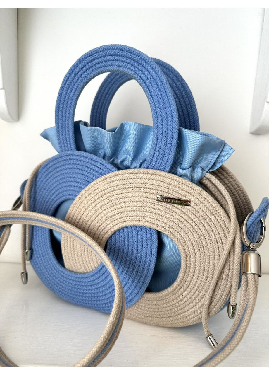 Сумка ручної роботи зі шнура "Twist" 27х18 см колір Бежевий+Блакитний No Brand (362694585)