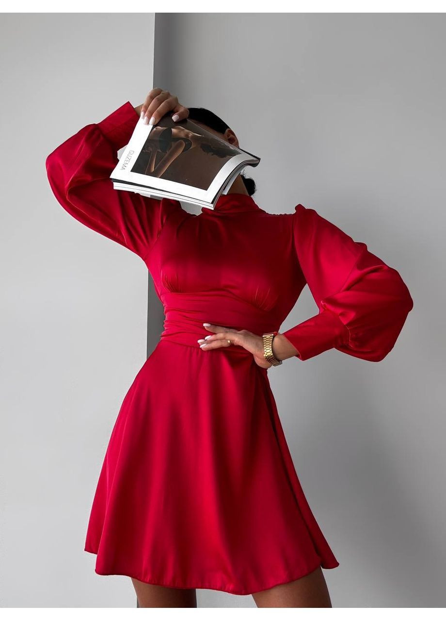 Червона святковий сукня з шовку армані кльош No Brand