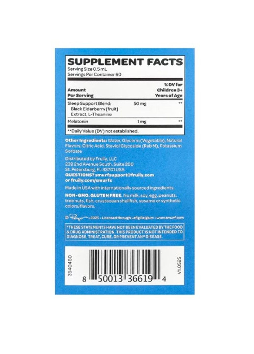 Мелатонин, капли, для детей от 3 лет, ягодный вкус, 30 мл The Smurfs (360941958)