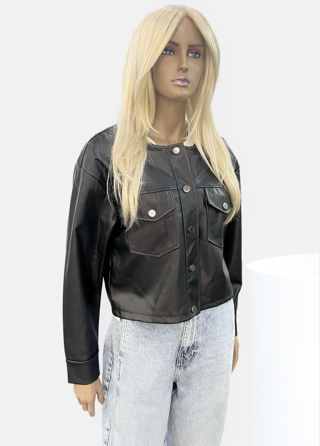 Чорна демісезонна куртка кожзам жіноча. якість люкс. штучна кожа COCTEL DE MODA