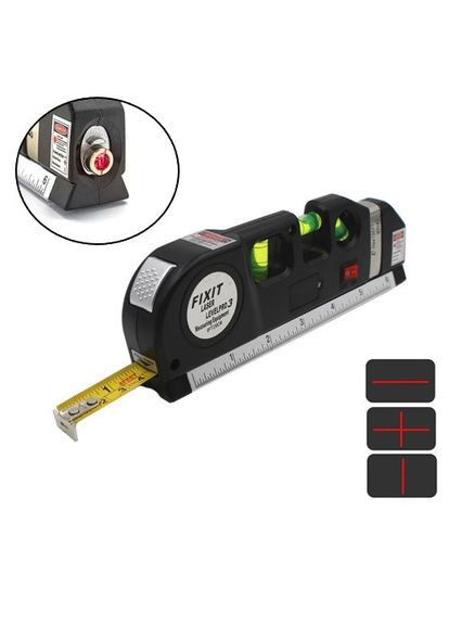 Лазерный уровень нивелир 2 линии 5 точек Fixit Laser Level Pro 3, рулетка, 103129 No Brand (372492729)