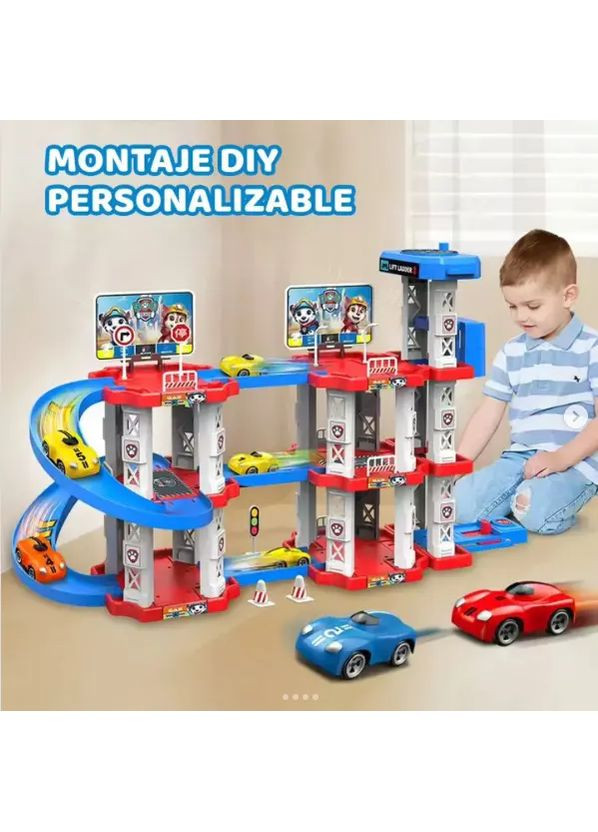 Іграшковий трек паркування Childrens Rail Car MH2004 Щенячий патруль 75 деталей 3 машинки Domotec (367074475)