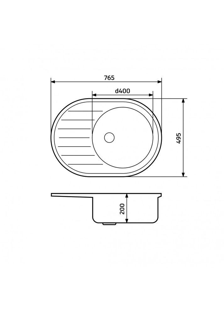 Кухонная мойка из искусственного камня/кварцевая 765х495х200 мм, овальная ELLIPSIS Белый (30630765495) Adamant (368157244)