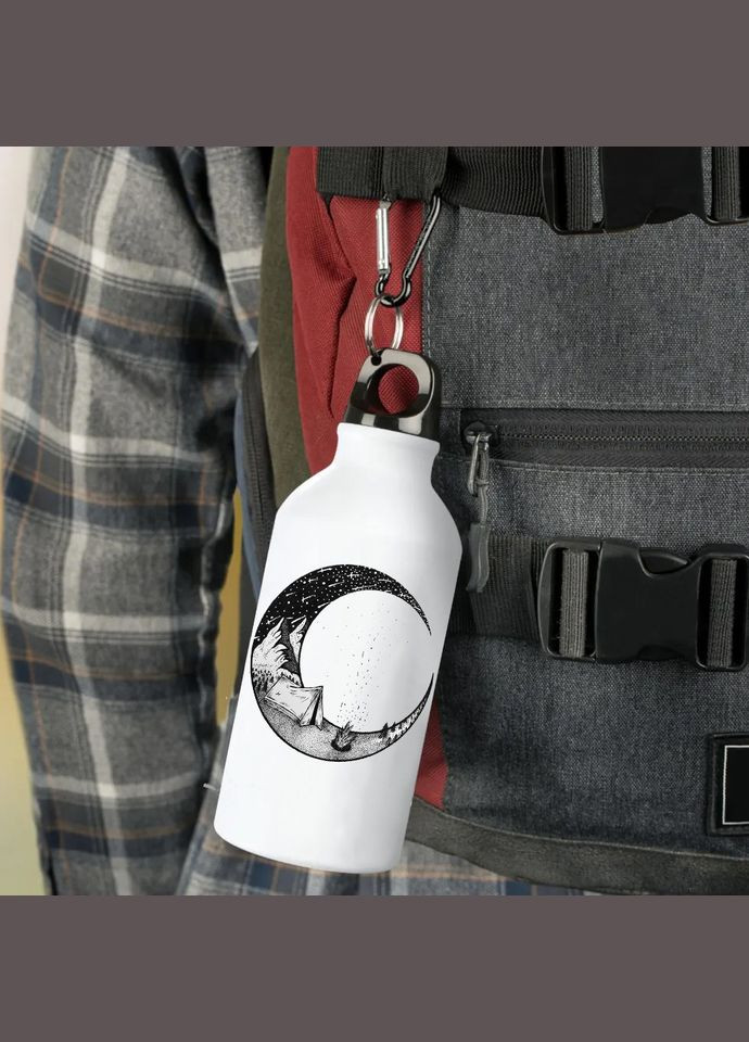 Фляга (бутылка) для воды с карабином Туристическая, Для кемпинга #015 500 мл Белый No Brand (323639479)