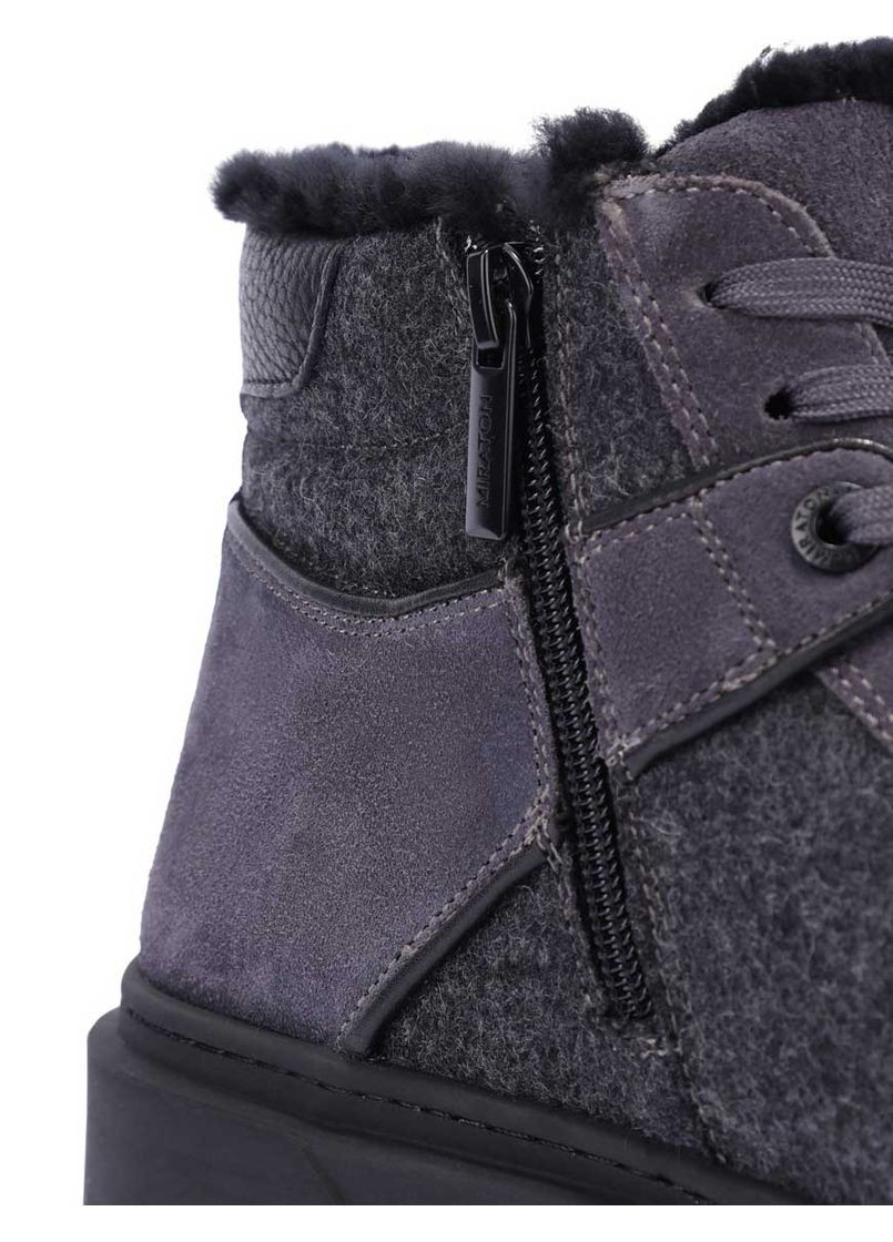 Серые зимние мужские ботинки mu330x-03-u58m серый замша MIRATON