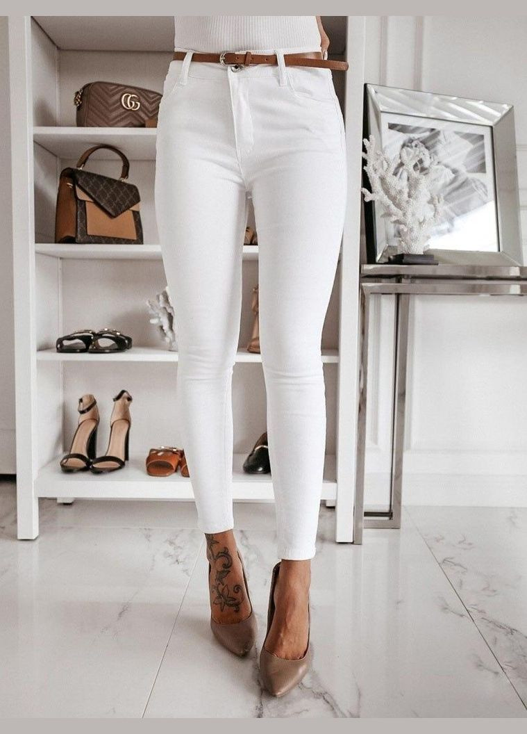 Белые демисезонные брюки-скинни lx1944 No Brand