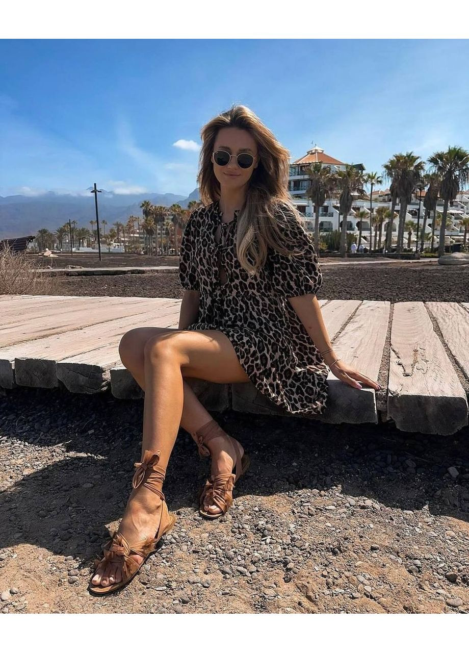 Коричнева святковий сукня Vione леопардовий