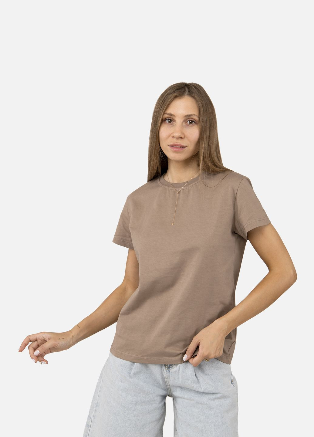 Женская футболка с коротким рукавом цвет капучино ЦБ-00253766 Yuki - (307363115)