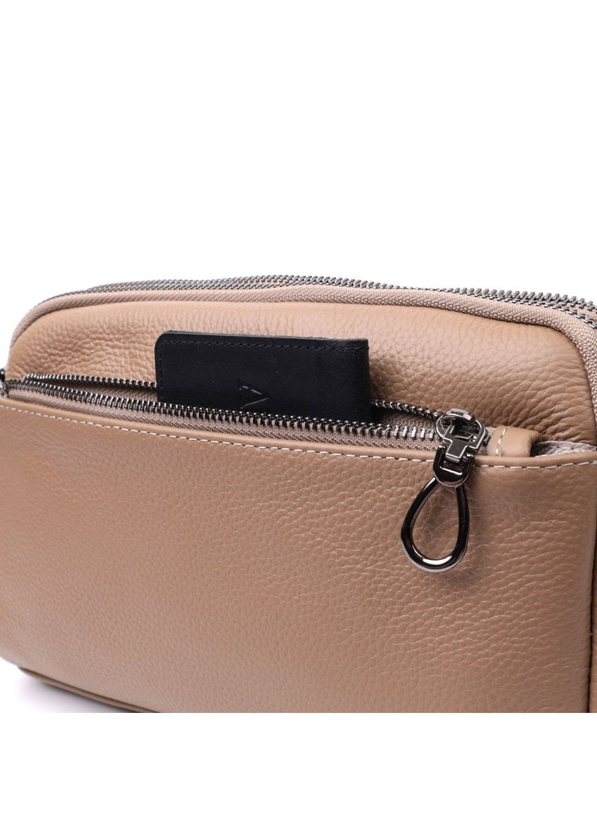 Жіноча стильна кроссбоді з натуральної шкіри бежева 22599 Vintage (329197047)