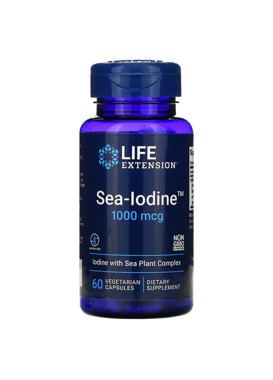 Йод 1000 мкг SeaIodine з екстрактом бурих водоростей 60 вегетаріанських капсул Life Extension (264648058)