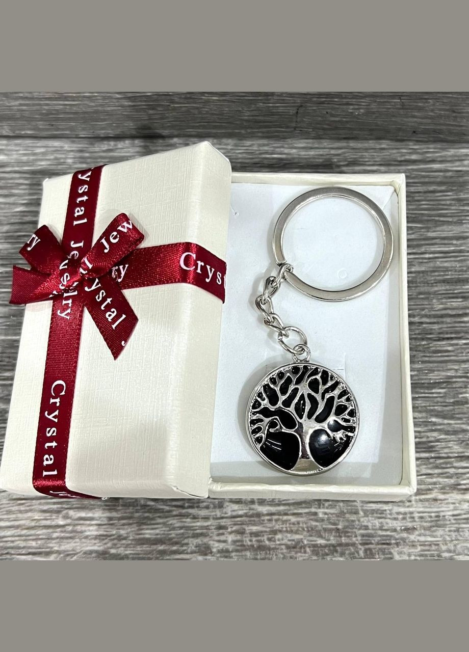 Подвеска с натуральным камнем Черный Агат в оправе "Древо Жизни" - кулон на брелке в подарочной коробочке Овен (326807791)