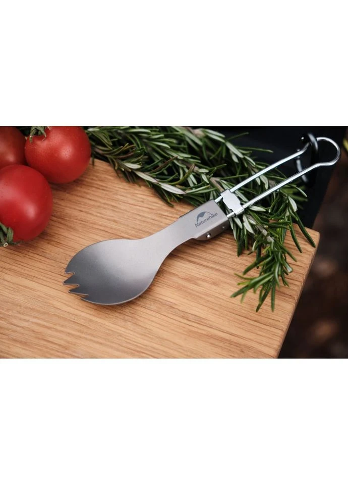 Ложко-вилка титановая складная NH19C001-J серая с мешочком Naturehike (389449180)
